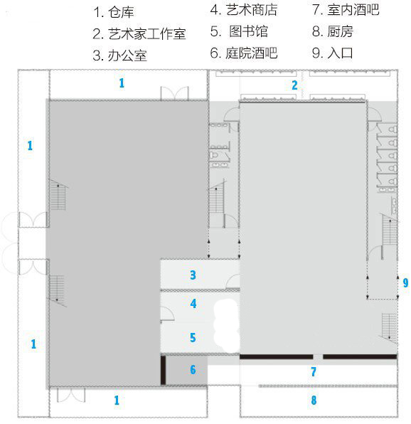 Gwanju 集装箱艺术馆一层平面图