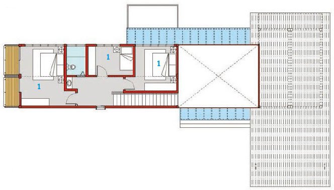 Upcycled 集装箱度假屋二层平面图