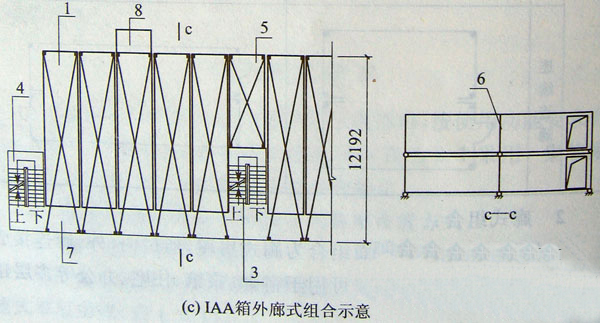 IAA箱外廊式组合示意,集装箱组合房屋