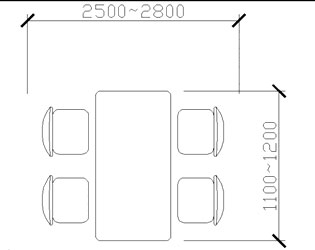 最小四人餐桌尺度,活动住宅