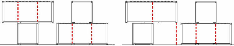 上下箱体相互垂直错开的加柱方式,集装箱房屋,集装箱活动房,住人集装箱,集装箱住宅,集装箱建筑