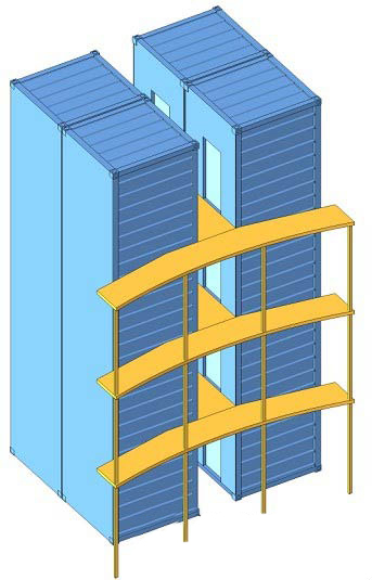 万科建筑研究中心集装箱宿舍箱体组合示意,集装箱房屋,集装箱活动房,住人集装箱,集装箱住宅,集装箱建筑