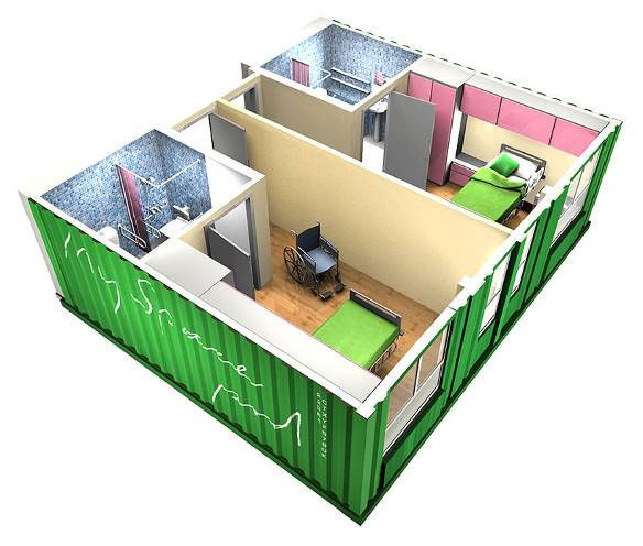My Space Pod 的1.5倍箱体房间模型,集装箱房屋,集装箱建筑,集装箱住宅,集装箱活动房,住人集装箱