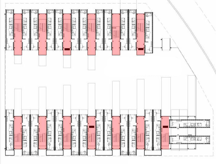 法国 Cité ADocks 学生宿舍通过楼梯来组织箱体布局,集装箱房屋,集装箱建筑,集装箱住宅,集装箱活动房,住人集装箱