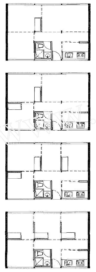 盒子建筑利用灵活的分割墙和家具定义出不同的房间