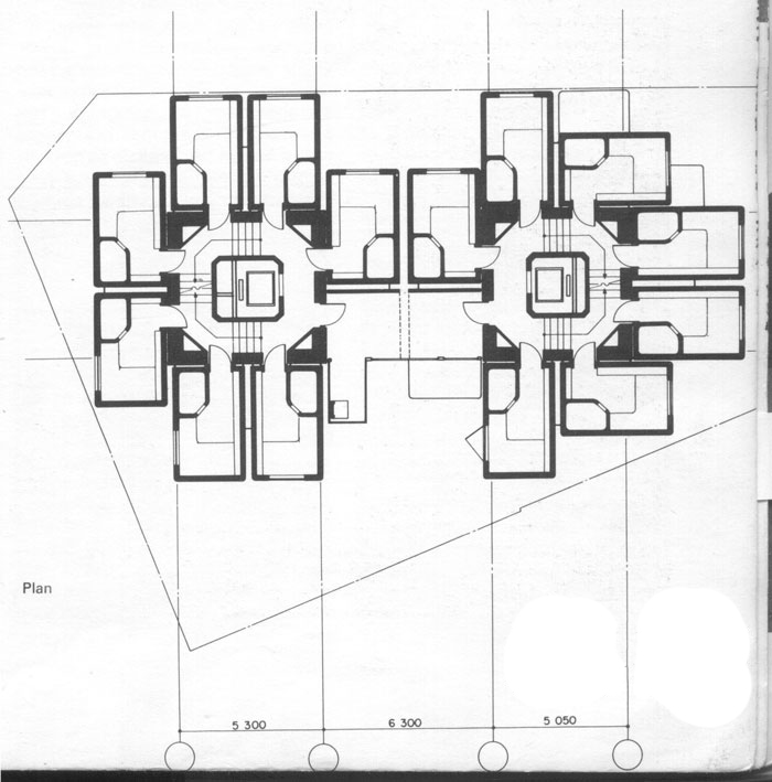 中银舱体楼平面图,盒子建筑