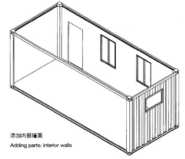 添加内部墙面,集装箱建筑,集装箱房屋,集装箱住宅,集装箱活动房,住人集装箱