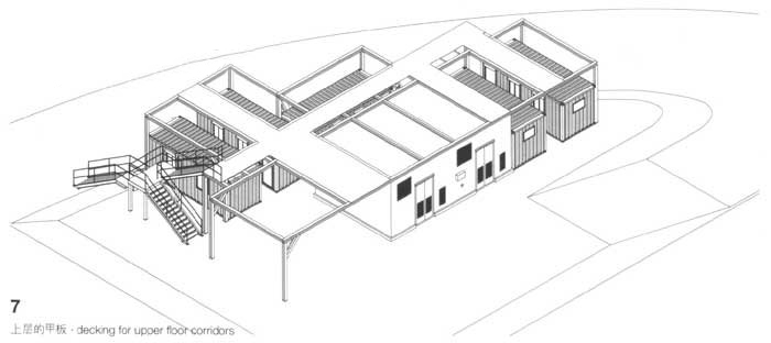 上层的甲板,集装箱建筑设计图,集装箱房屋,集装箱住宅,集装箱活动房,住人集装箱