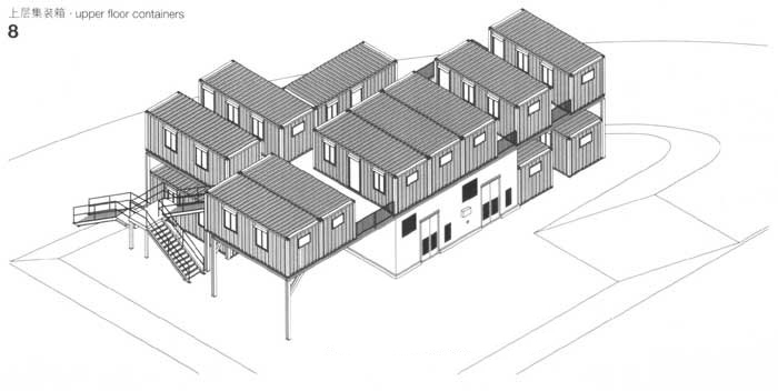 上层的集装箱,集装箱建筑设计图,集装箱房屋,集装箱住宅,集装箱活动房,住人集装箱